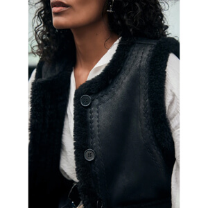 Mint Velvet Black Embroidered Reversible Borg Gilet